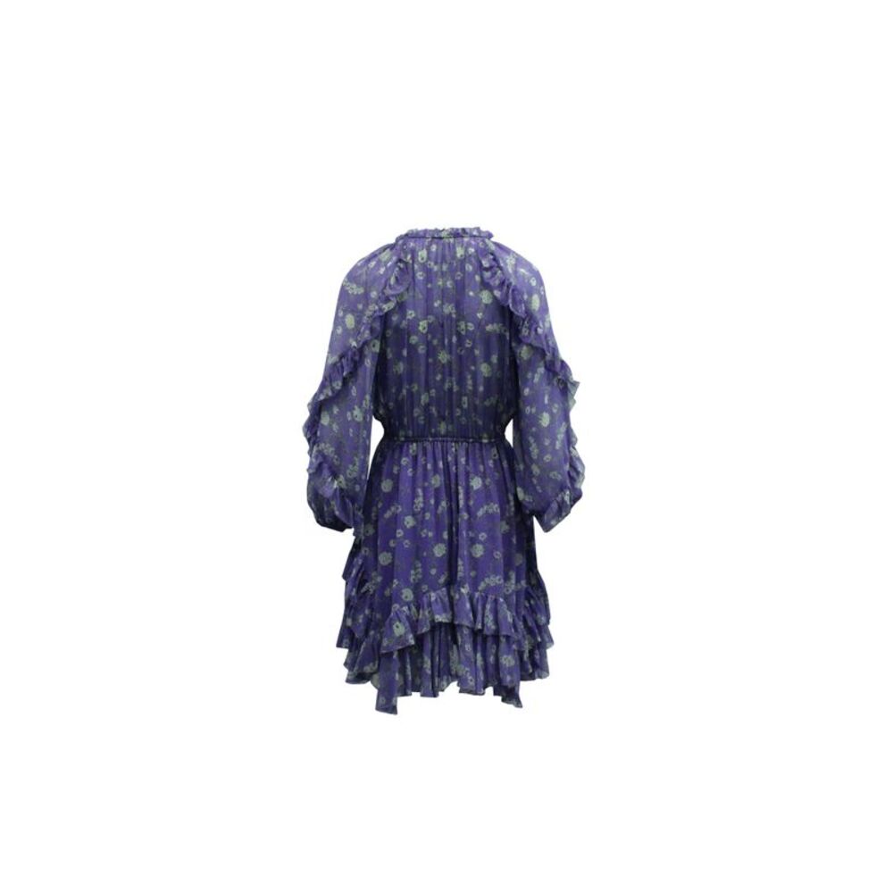 Ulla Johnson Alissa Floral Ruffle Dress in Purple Silk - Picture 2 of 5